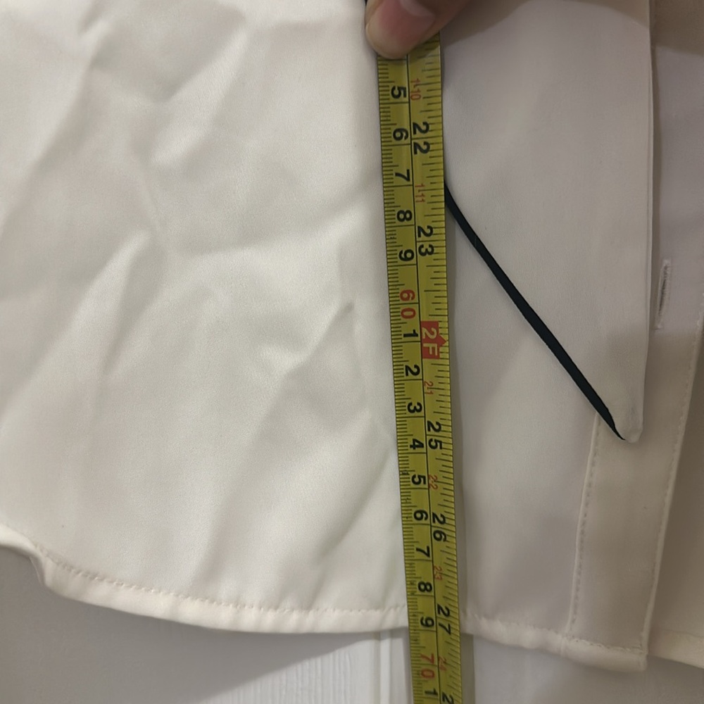 100% Poly Ann Taylor button down holiday blouse. Front bow - Picture 10 of 10